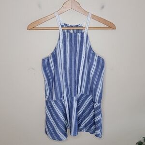 Hollister | Blue & White Striped Peplum Tank Top Size XS